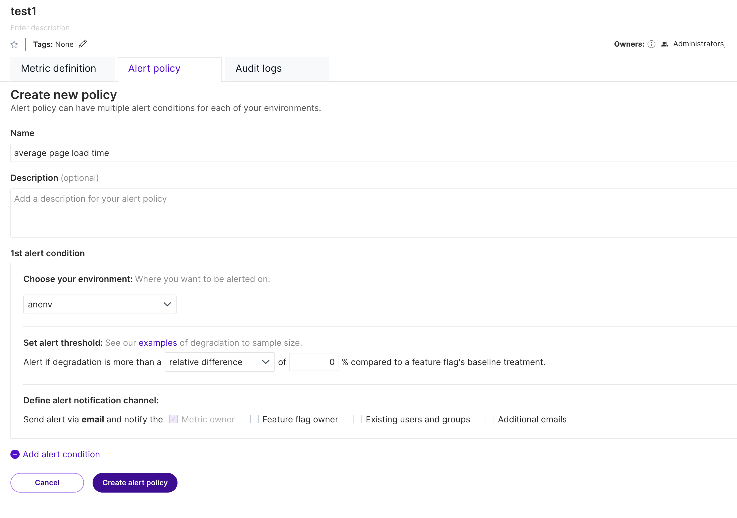 Alert Policy Example